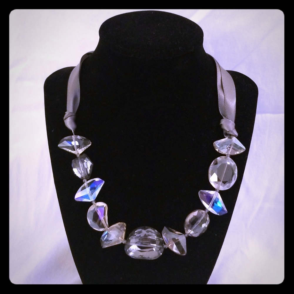 Sparking Beaded Ice Ribbon Necklace Gorgeous